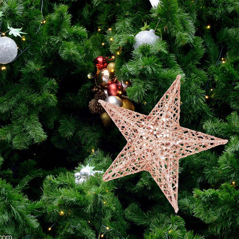 BinaryABC Christmas Tree Topper Star,Glittering Christmas Tree Decoration Ornaments,20cm (Rose Gold)...