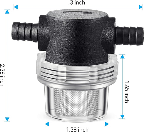 1/2 Inches Water Pump Strainer, Compatible with 3/8 Inches Hose Barb in-Line Strainer Twist-On Pipe Sprayer Filter for Water Pump 12V Direct Curre...