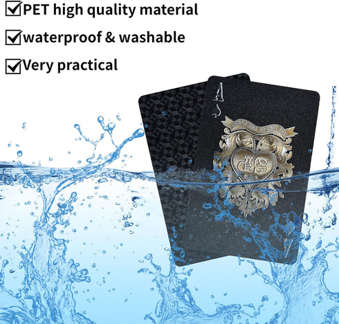 Joyoldelf Playing Cards, Black Playing Cards & Waterproof Playing Cards & Plastic Playing Cards with Box, Cool & Flexible Poker Cards/Deck of Card...