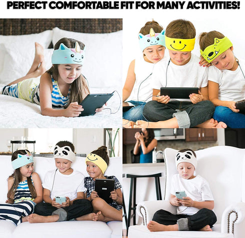 CozyPhones Over The Ear Headband Headphones - Kids Headphones Volume Limited with Thin Speakers & Super Soft Stretchy Headband - White Unicorn...