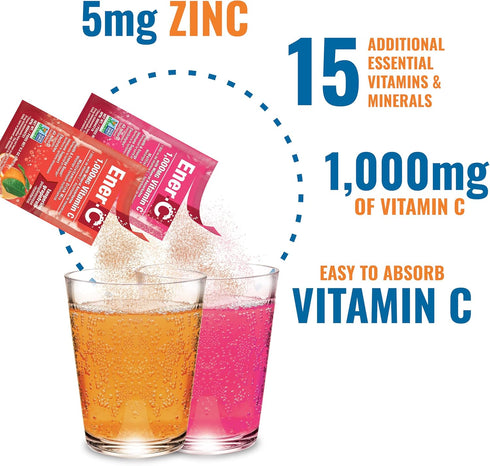 Ener-C Variety Pack Multivitamin Drink Mix Powder Vitamin C 1000mg & Electrolytes with Real Fruit Juice Natural Energy & Immune Support for Women ...