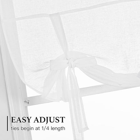 NICETOWN Tie Up Curtain for Small Windows - Pure White Bathroom Linen Curtain Textured Adjustable Roman Shade for Kitchen/Camper RV/Living Room, 4...