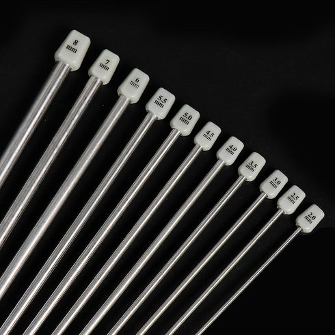 Hysagtek 22 Pcs Knitting Needles Set, 14 Inches Stainless Steel Straight Single Pointed Knitting Needle Kit Metal Knitting Kit in Different Sizes ...