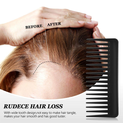 Large Hair Detangling Comb Wide Tooth Comb for Curly Hair Wet Dry Hair, No Handle Detangler Comb Styling Shampoo Comb (Black, White)...