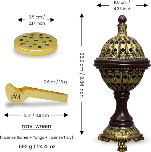 AM Lux Globe Incense Burner - Bakhoor Cone Holders | Insence bukhoor Burners| Frankincense Burner Charcoal | Mabkhara | for Office & Spiritual Déc...