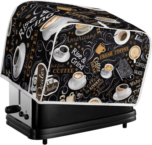 2 Slice Toaster Cover with Coffee Pattern Small Appliance Bread Cover Toaster Oven Dustproof Protection and Fingerprint Cover, Waterproof Covers...