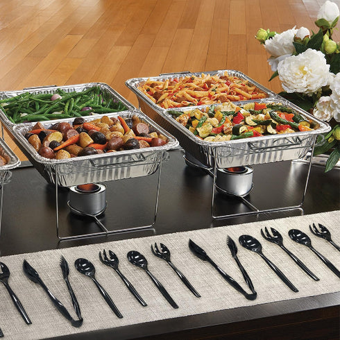 Party Essentials Disposable Heavy Duty Plastic Serving Utensils for Buffets Events Parties, 9-Count 10" Spoons, Black...