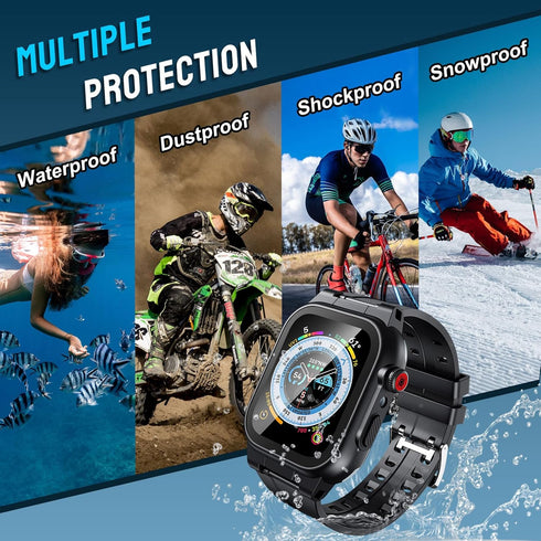 IP68 Waterproof Case with Band and Screen Protector Compatible for Apple Watch Series 10 9 8 7 6 5 4 3 2 SE2 SE,42mm...