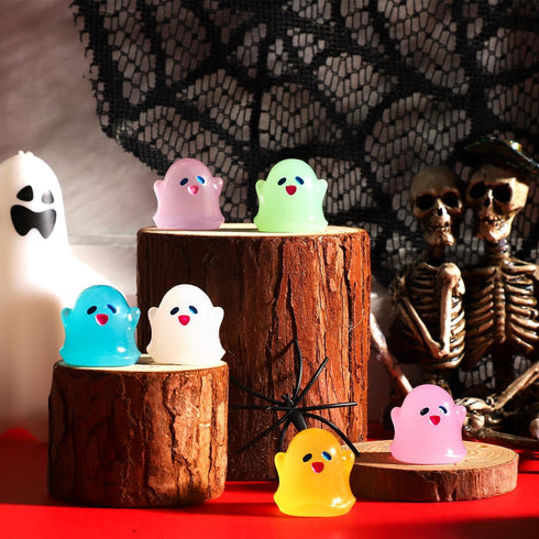 Liliful Luminous Mini Resin Ghost Cute Miniature Ghost Figurines Glow in The Dark Resin Figures Small Ghost Garden Decor Micro Miniature Statue fo...