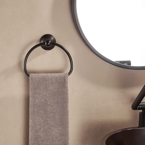 WOLIBEER Bronze Towel Ring,Bathroom Hand Towel Holder Oil Rubber, Round Hand Towel Rack Hanger Wall Mounted Farmhouse Bath Accessories...