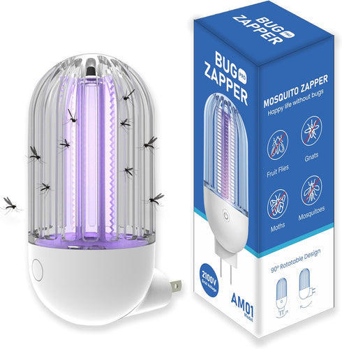 Mosquito Killer Lamp with Rotatable Plug, Electric Indoor Bug Zapper for Home Mosquito Indoor Bug Lights Zappers Electric Bug Zapper 2100V Output,...