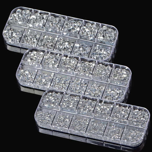 Massive Beads 6800pcs+ Flatback Glass Hotfix Iron On Rhinestones Crystal for DIY Making with 1 Tweezer & 1 Picking Pen for Shoes, Clothes, Face Ar...