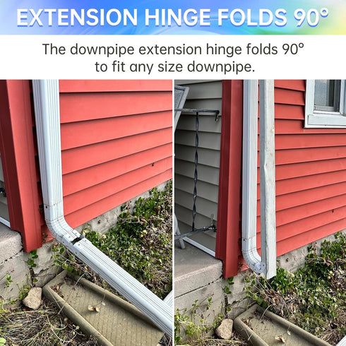 2 Pcs Gutter Extension Hinge, Gutter Downpipe Extension Hinge, Downspout Extension Flip-Up Hinge,Easy DIY Install on Any Size Rectangle or Square ...