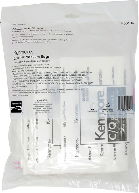 Other 50104 Kenmore Vacuum Bag, Type C and Q, 8-Pack Genuine Original Equipment Manufacturer (OEM) Part...