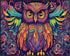 Posterizer 1 pcs- psychedelic funky hippie colorful owl print 3-Abstract & Modern Art-Fantasy & Fiction Art- Living Room Bedroom Decor- unframed w...
