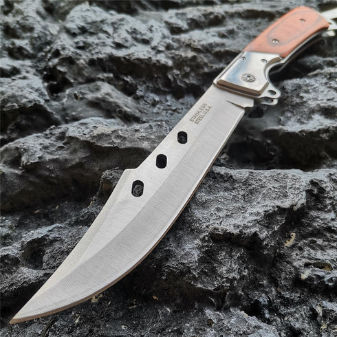 DOOM BLADE Long Blade Pocket Folding Knife - Sharp Survival Work Knives-Foldable Large Knife with Rosewood Handle,Gift for Dad Husband,for Hunting...