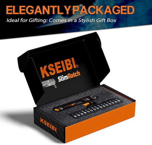 KSEIBI 181787 Mini Ratchet Wrench Set 18-Piece | 1/4" Drive, Slim Profile with Durable Right Angle Screwdriver Bits | Versatile & Compact Tool Kit...