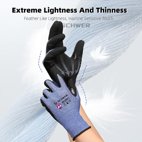 Schwer AIR-SKIN Cut Resistant Gloves AR3900 with Extreme Lightweight & Thin, Level 5 Wire Metal Gloves for Refined Work, Touch-screen, Fiberglass-...