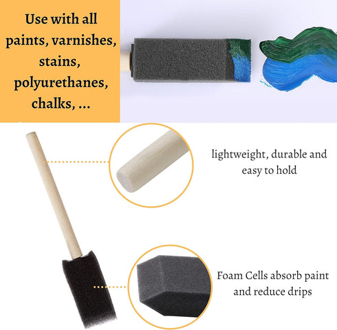 Bates- Foam Paint Brushes, 1 Inch, 26 Pack, Sponge Brushes, Sponge Paint Brush, Foam Brushes for Painting, Foam Brushes for Staining, Paint Sponge...