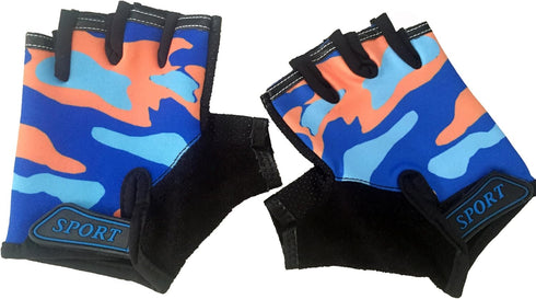 MARZE Kids Bike Gloves Anti-Slip Half Finger Cycling Gloves for Children 4-12 Y (Orange)...