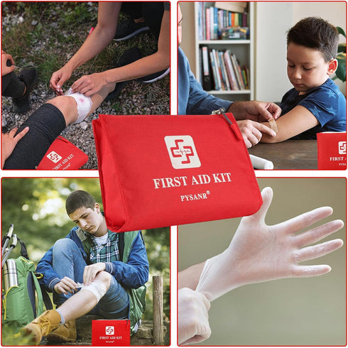 Small First Aid Kit, 150 Piece with Foil Blanket, Scissors First Aid Bag for Emergency, Home, Camping, Travel, Sports, Office, Outdoor, Car, Schoo...