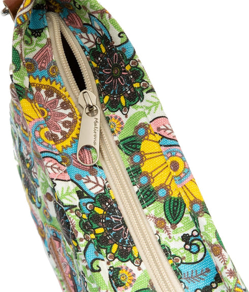 Malirona Women 's Durable Floral Crossbody Bag Canvas Messenger Handbag Multi Pocket Travel Satchel Purse...