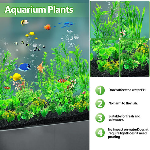 30pcs Fish Tank Accessories Aquarium Decorations Green Plants, Green Fish Tank Decorations Plant, Fish Tank Decor, Aquarium Decor Plastic Plants...