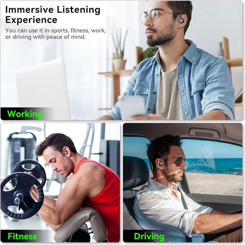 Open Ear Headphones Wireless Bluetooth 5.3 Earbuds with Earhooks Microphone Clear Sound,40H Playtime IPX7 Waterproof, Light Weight Comfortable Fit...