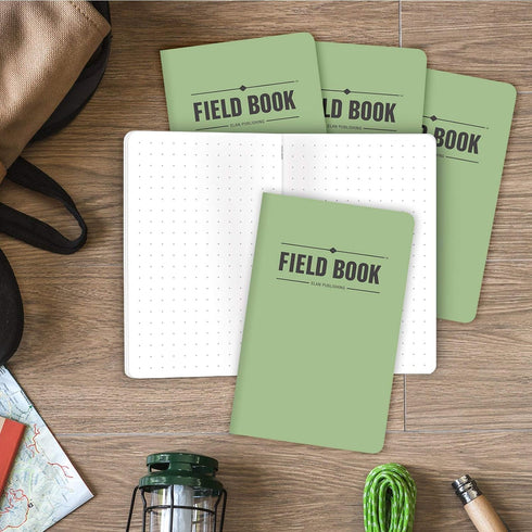 Elan Publishing Company Field Notebook/Pocket Journal - 3.5"x5.5" - Green - Lined Memo Book - Pack of 5...