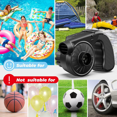 Dr.meter Portable Electric Air Mattress Pump, Rechargeable 4000mAh Battery Air Pump - Quick-Fill Air Inflator Deflator for Outdoor Camping Inflata...