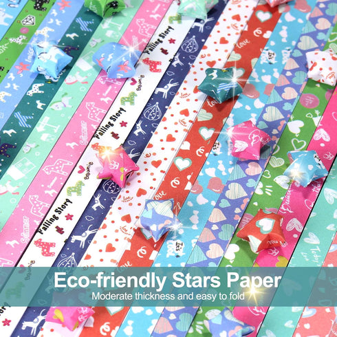 2160 Sheets Stars Paper Strips, 4 Packs Double Side Origami Star Paper, Folding Paper Strips, Lucky Star Strips Paper, Star Origami Paper for Kids...