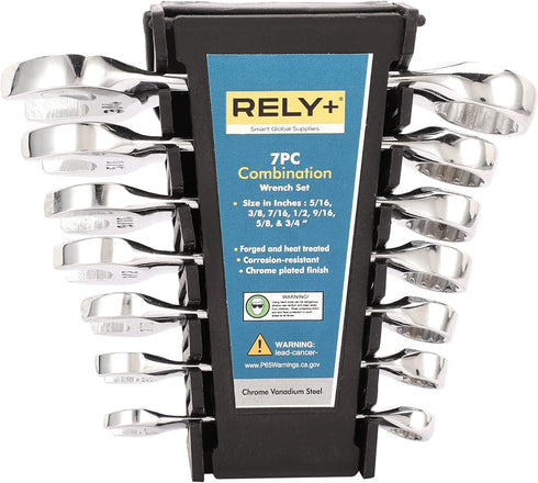 7Pcs Ratcheting Wrench Set with Rack Organizer, CR-V Steel | 8-18 mm Metric Combination Ratchet Wrenches Set | Combination Wrenches Set for Bicycl...