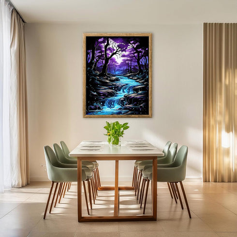 Posterizer 1 pcs-enchanted glowing magic forest-Abstract & Modern Art-Fantasy & Fiction Art-Gift for Nature, Surfers and Beach Lovers- UNFRAMED Wa...
