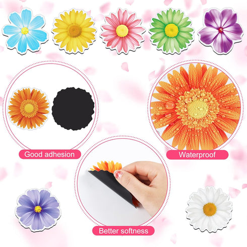 24 Pieces Flower Magnets Magnetic Flowers Seasonal Daisy Sunflower Magnet Decals Removable Colorful Magnets for Fridge Car......