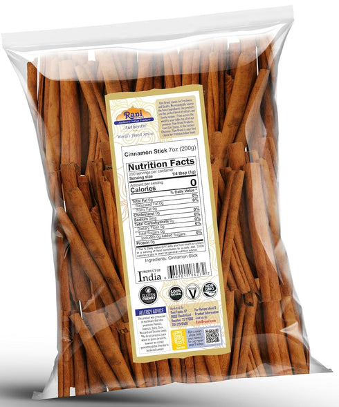 Rani Cinnamon Sticks 7oz (200g) - 36-44 Sticks - Strong Aroma, Perfect for Baking, Cooking & Beverages | 3+ Inches Length - Cassia Saigon Cinnamon...