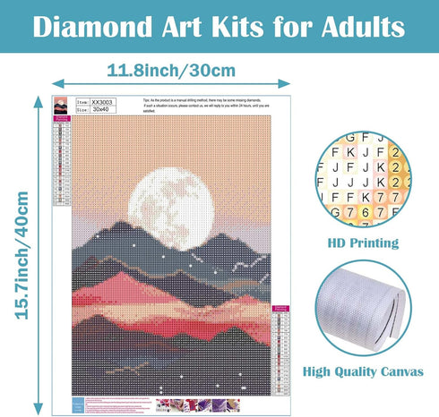 AILIBUT Diamond Art Kits for Adults Abstract Mountain Landscape Moon DIY 5D Diamond Art Painting Kit Gem Art for Adults Paint with Diamonds for Ho...