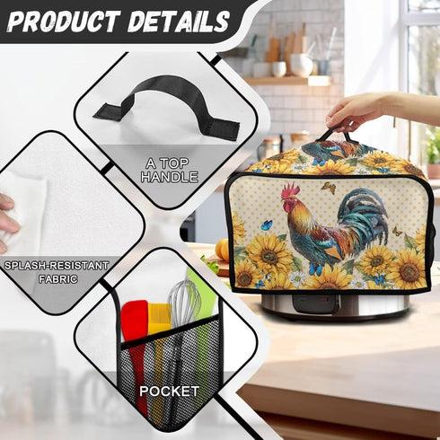 Chicken Sunflower Crock Pot Dust Covers Oval Fits 6-8 qt Oval Slow Cooker Cover Dustproof Kitchen Appliance Accessories...