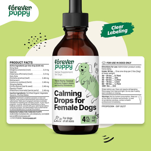 Calming Drops for Female Dogs - Valerian Root Calming Care for Dogs - Liquid Alternative to Calming Chews for Dogs' Composure - Herbal Dog Separat...
