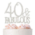 40 Cake Topper - Premium Silver Metal - 40 and Fabulous - 40th Birthday Party Sparkly Rhinestone Decoration Makes a Great Centerpiece - Now Protec...