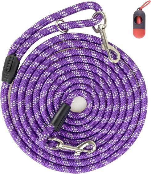 Long Rope Dog Leash for Dog Training 12FT 20FT 30FT 50FT, Reflective Threads Dog Cat Leashes Tie-Out Check Cord Recall Training Agility Lead for L...