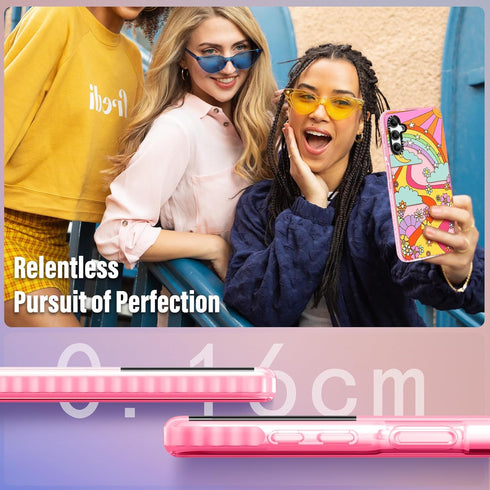 Toycamp for Galaxy A54 5g Phone Case with Ring Holder Cute Rainbow Sun Moon River Flowers Cartoon Graffiti Print Design Cover for Women Girls Teen...