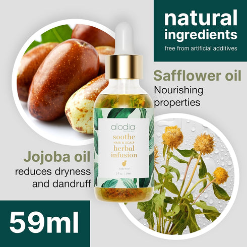 Alodia Soothe Hair & Scalp Herbal Infusion - 2 oz Leave-on Scalp Oil Serum to Calm Dry, Irritated & Flaking Scalps - with Chamomile, Jojoba Oils, ...