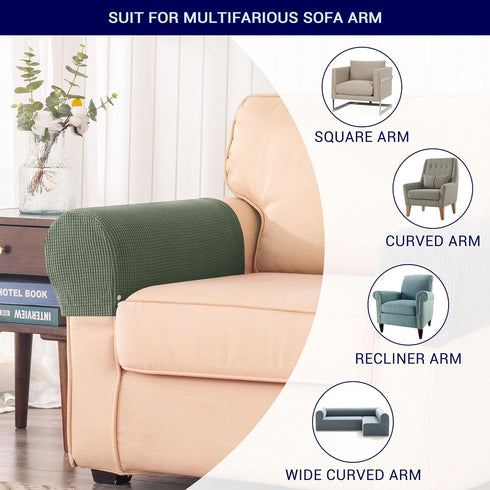SUBRTEX Stretch Armrest Covers Spandex Arm Covers for Chairs Couch Sofa Armchair Slipcovers for Recliner Sofa with Twist Pins 2pcs (Olive Drab)...