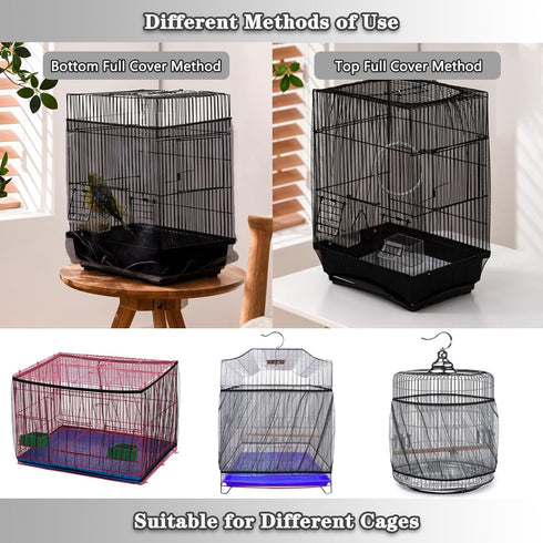 Bird Cage Seed Catcher, Bird Cage Net Cover Adjustable Bird Cage Netting Seed Catcher for Bird Cages Seed Catcher Guard Net Cover Bird Cage Skirt ...