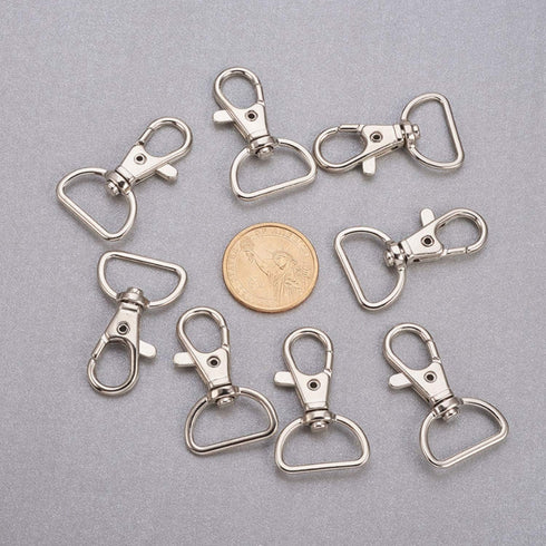 Swivel Clasp Swivel Snap Hooks Trigger Clips 1 Inch D Rings Metal Lobster Claw Clasps 40 Pcs for Making Snap Tabs, Keychain Hardware, Purse Hardwa...