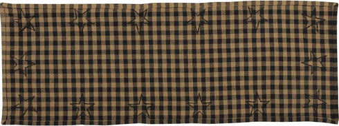VHC Brands, Black Star, Cotton, 13x36, Woven Quilted Runner, Black...