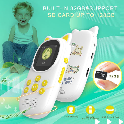 32GB MP3 Player with Bluetooth,Portable Music Player as Gifts for Kids Built-in HD Speaker Support Voice Recording Pedometer FM Radio Alarm Expand...