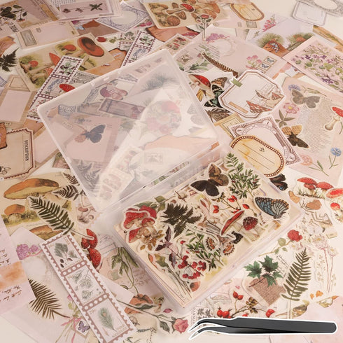 200Pcs Vintage Scrapbook Stickers, Aesthetic Junk Journal Stamping Supplies Kit, Scrapbooking Ephemera Washi Paper for Bullet Journaling Planners ...