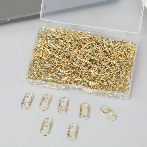 200Pcs Heart Paper Clips,Gold Mini Paper Clips,Funny Cute Paperclips for Office Supplies,Wedding Decoration,Documents,Note Organizer...