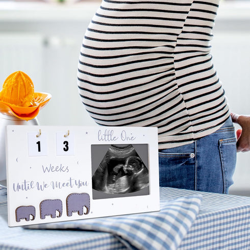 Sonogram Picture Frame, Standard 4" x 3" Ultrasound Photo with Baby Countdown Weeks Pregnancy Announcement for Birth Record- Congratulations Pregn...